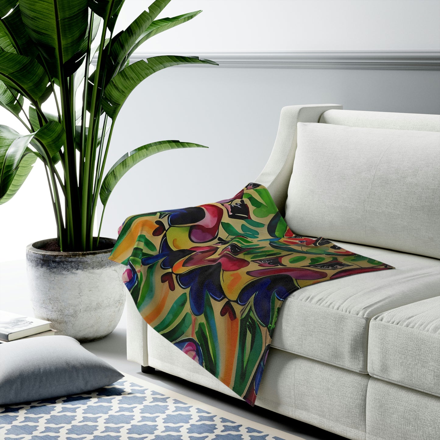 San Jose Velveteen Plush Blanket (Watercolor)